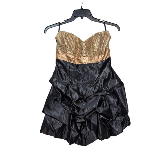 Jessica McClintock Dresses & Skirts - Jessica McClintock for Gunne Sax Black & Gold Sequin Bubble Mini Dress Size 9